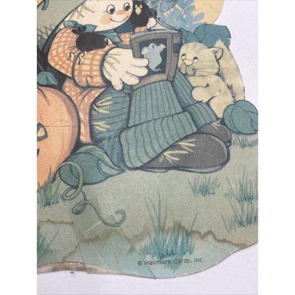 Vintage Halloween Decorations Hallmark Cardstock Decor Pumpkin Cat Scarecrow - Picture 3 of 5